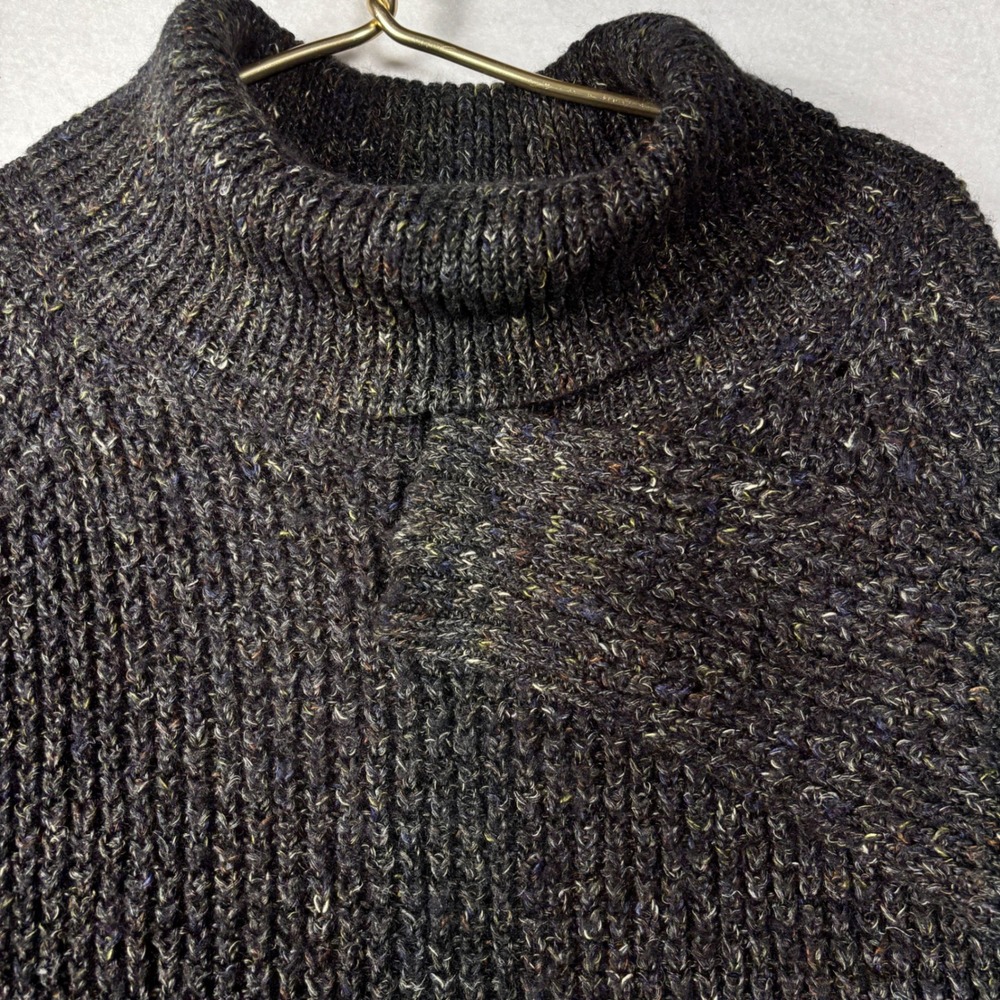 Free People Size M Tweedy Dark Gray Wool Blend Chunky Turtleneck Sweater Dylan - Picture 10 of 15